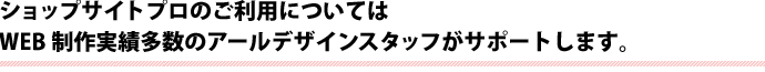 ショップサイトプロのご利用についてはＷＥＢ制作実績多数のアールデザインスタッフがサポートします。